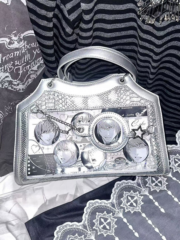 Silver Snake Scale PU Ita Shoulder Bag