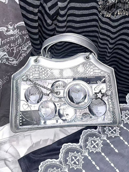 Silver Snake Scale PU Ita Shoulder Bag