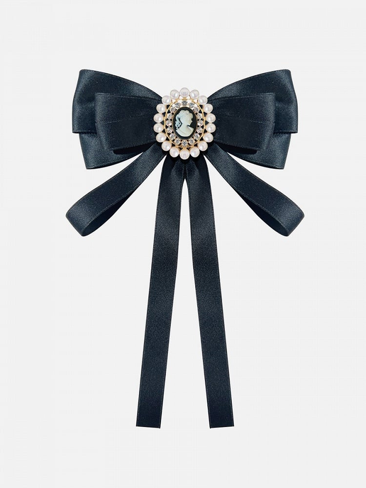 Bead Details Vintage Black Bow Tie