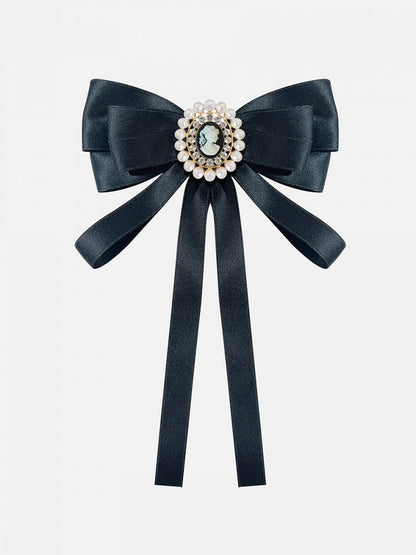 Bead Details Vintage Black Bow Tie