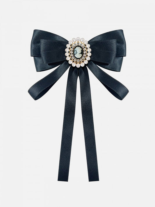 Bead Details Vintage Black Bow Tie