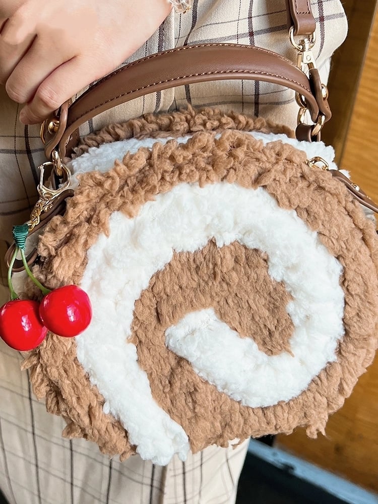 Dark Brown Kawaii Plush Round Shoulder Bag - Sweet Lolita Dessert Style