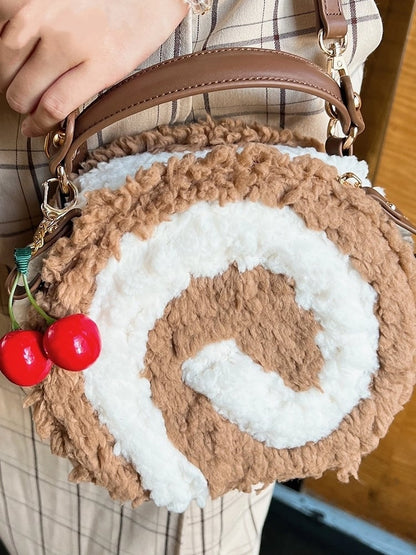 Dark Brown Kawaii Plush Round Shoulder Bag - Sweet Lolita Dessert Style