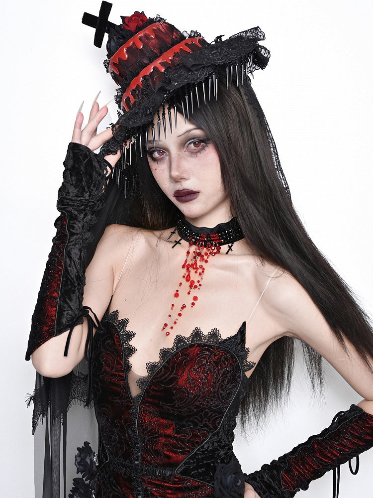 Gothic Cross Black&Red Cake-shaped Hat