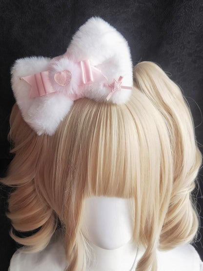 3 Color Options Star Decorated Plush Bowknot Hairclip