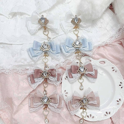 11 Colors Jirai Kei Crown Rhinestone Bow Hair Clip