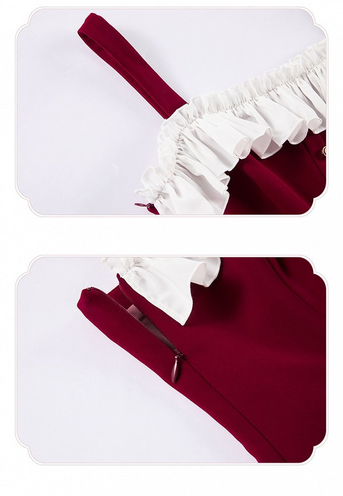 Red Slim Fit Waist Elegant Lolita Fashion Dress