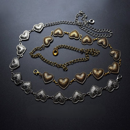 Silver/Bronze Y2K Heart Waist Chain