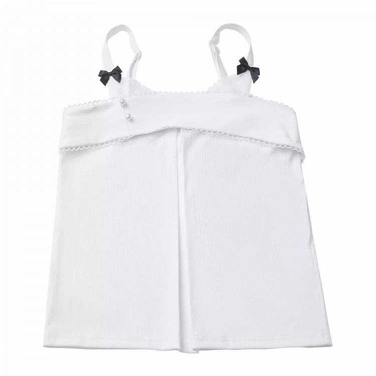 White Bowknot Details Cheongsam Style Knit Cami Top