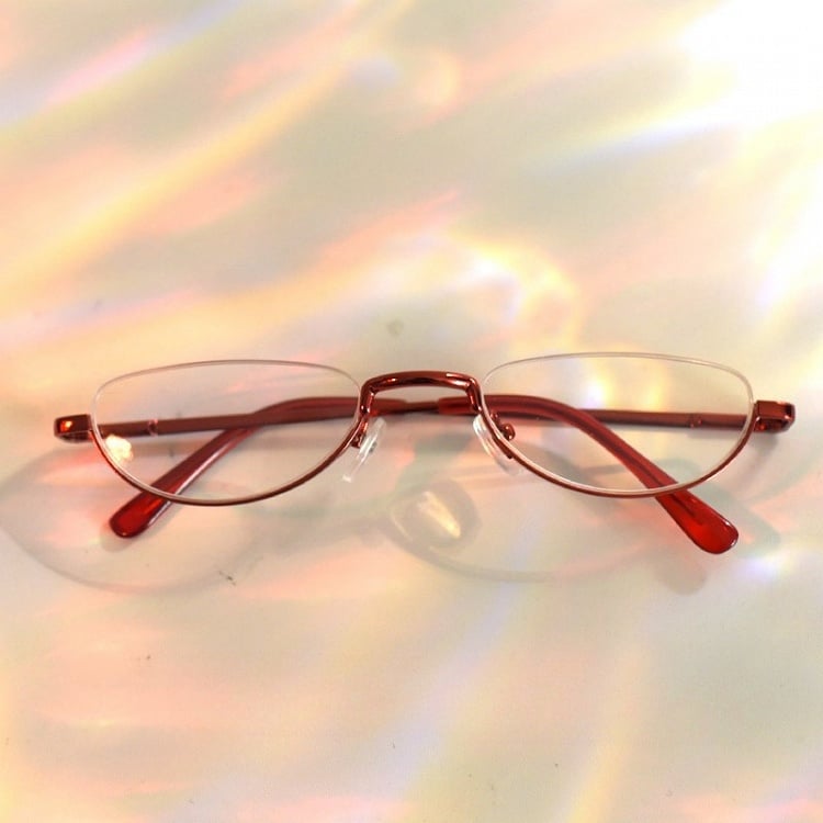 Wine Red Cyberpunk Semi-rimless Glasses