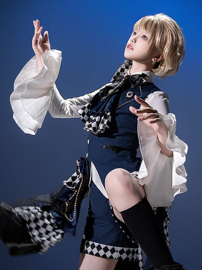 Gold-tone Buttons White Ouji Lolita Bell Sleeves Shirt