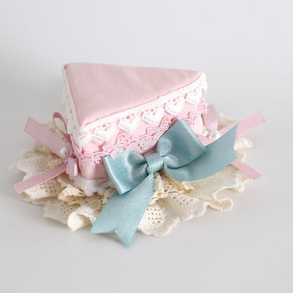 Pink&Blue Sweet Lolita Beaded Decorated Bowknot Details Lace Trim Cake Mini Hat