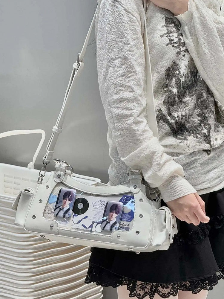 White PU Y2K Shoulder Ita Bag With Star Charm