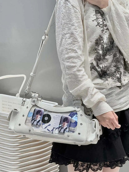 White PU Y2K Shoulder Ita Bag With Star Charm