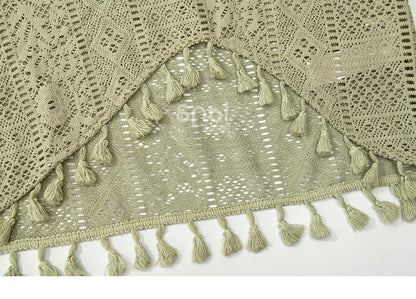 Bohemian Green V-neck Tassels Hem Top with Belt