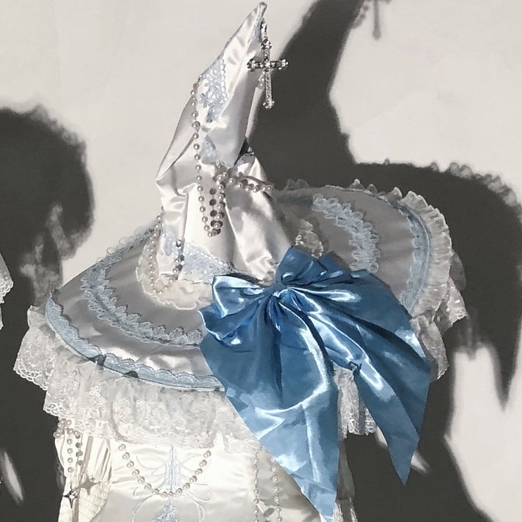 Black / Red / Blue Halloween Witch Hat with Bead Chains