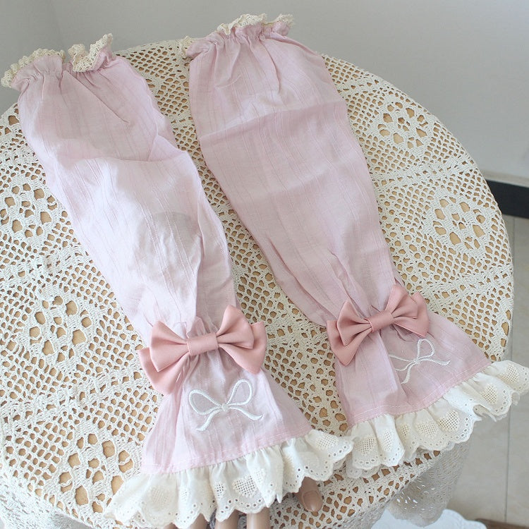 4 Color Options Detachable Bowknot Details Heart Pattern Sleeves