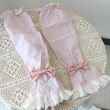 4 Color Options Detachable Bowknot Details Heart Pattern Sleeves