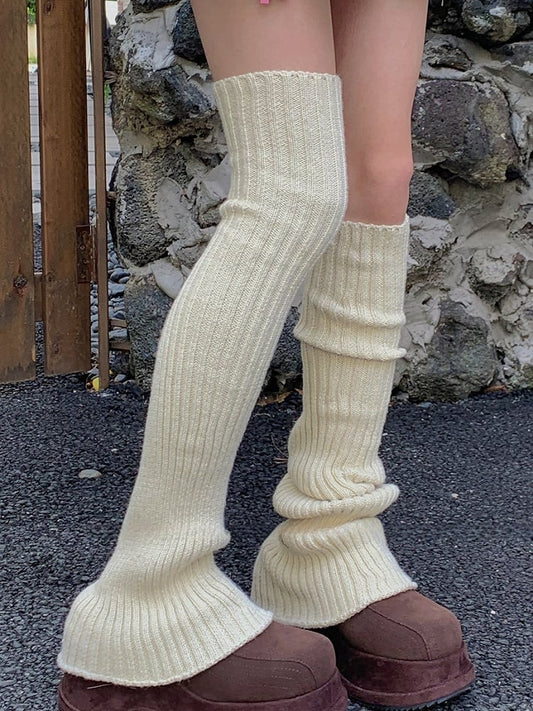 Off-white/Apricot/Red/Coffee/Dusty Purple/Black Knitted Leg Warmers
