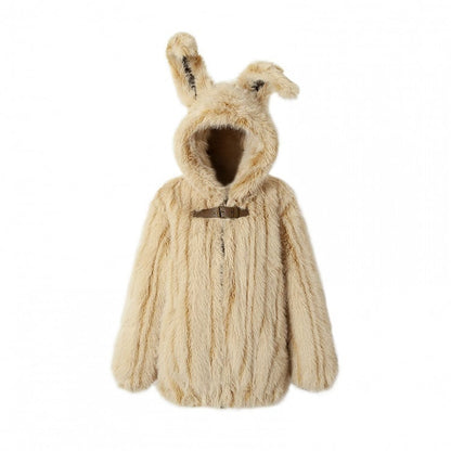 Yellow Shaggy Coat with Adorable Bunny Ear Design