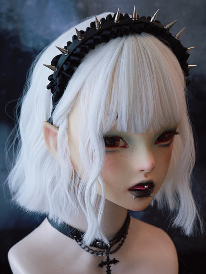 Black Gothic Ruffle Trim With Studs Design KC