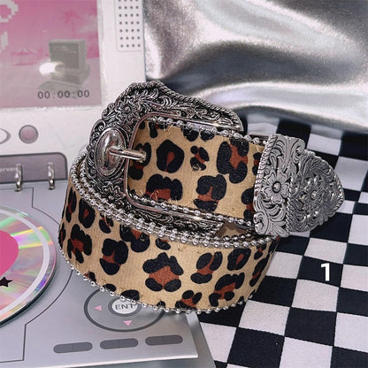 Y2K Punk Leopard Waist Belt 2 Options