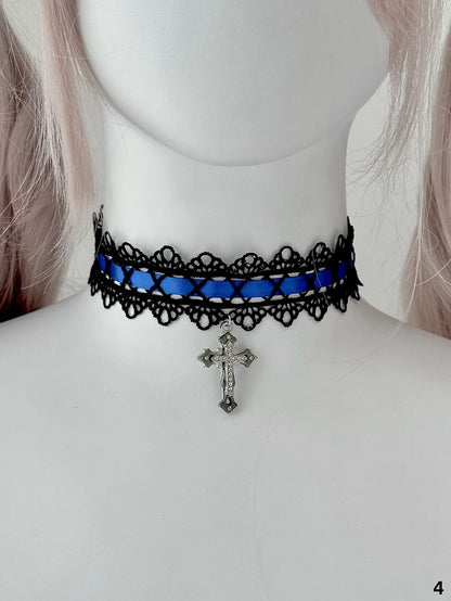 7 Colors Halloween Gothic Cross Pendant Nun Lolita Choker