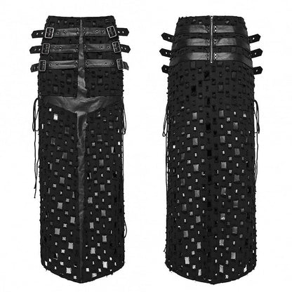 Black Punk Cross Hollowed Slit Skirt
