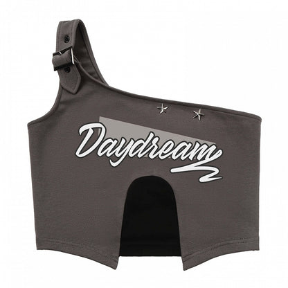 Black and Gray One Shoulder Cargo Top