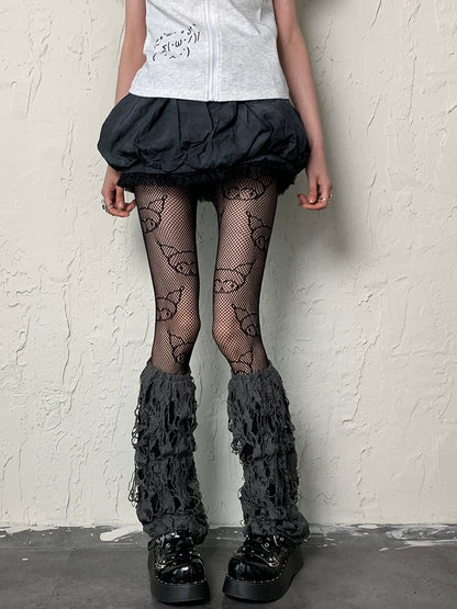 Gray Wasteland Punk Cut-out Design Leg Warmers