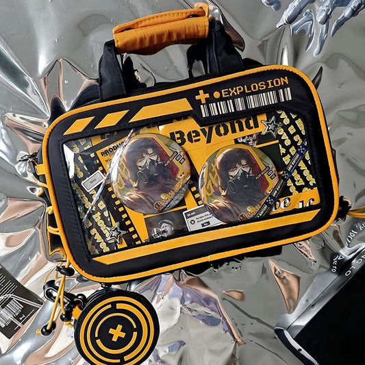 Orange Letter Print Luminous Design Crossbody Ita Bag