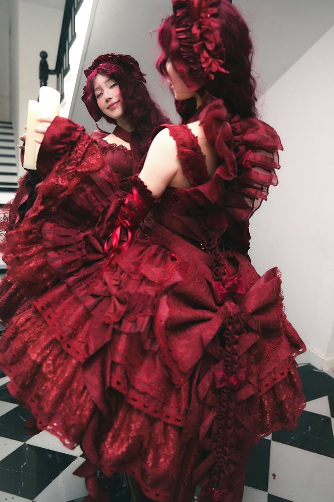 Clearance-Red Gothic Snake Bone Back Accessory