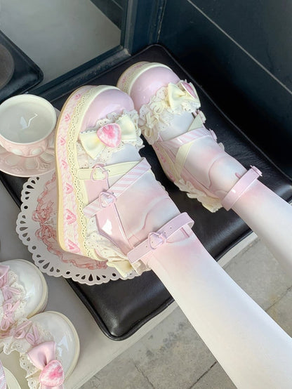 Cheese Strawberry Cake Pink Sweet Lolita Platform Mary Jane Shoes