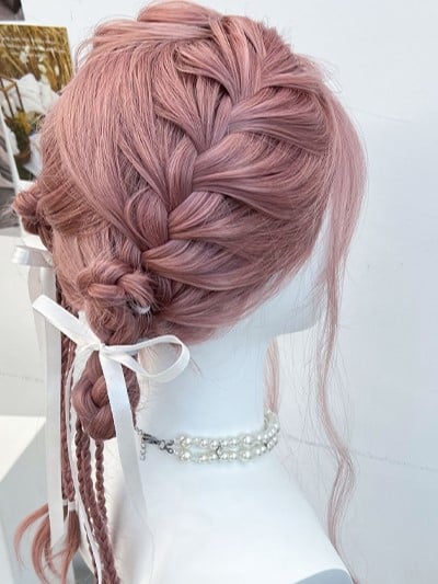 Pink Braided Synthetic Wig