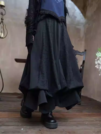 Black Ankle Length Bubble Skirt