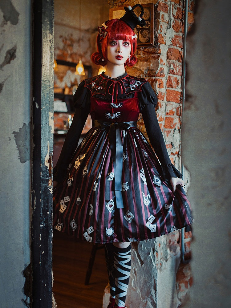 Black and Red Spider Web Embroidery Organza Fake Collar with Detachable Butterfly and Moth Brooch