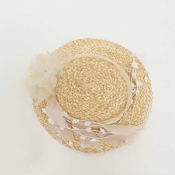 Floral Decoration Yellow Straw Hat