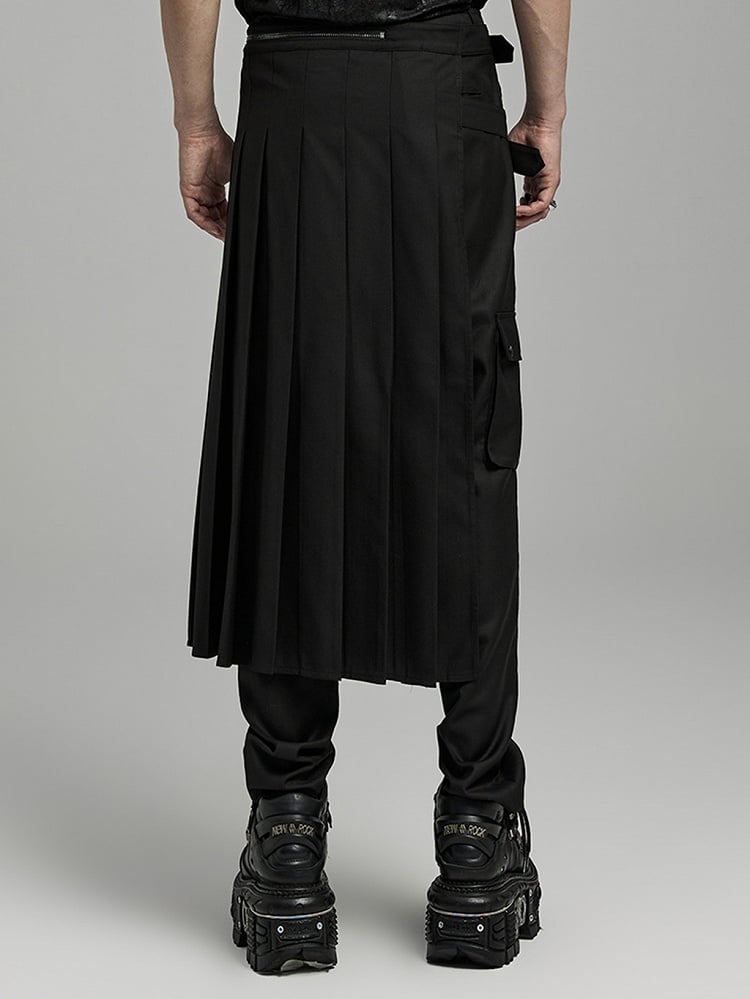 Clearance-Size S-M for Waist 113CM Black Punk Asymmetrical Skirt