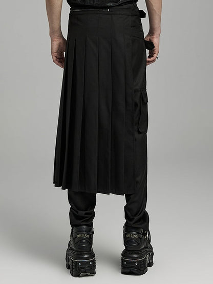 Clearance-Size S-M for Waist 113CM Black Punk Asymmetrical Skirt