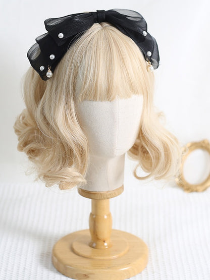 13 Colors Cute Lolita Pearlescent Gauze Bowknot KC with Bead Decorations