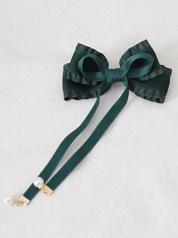 8 Colors Cute Bowknot Ribbon Hairclip with Bead Decorations