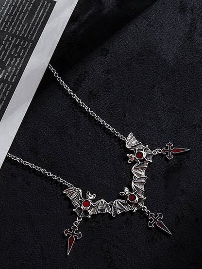 Crosses Pendant Gothic Vampire Bats Necklace