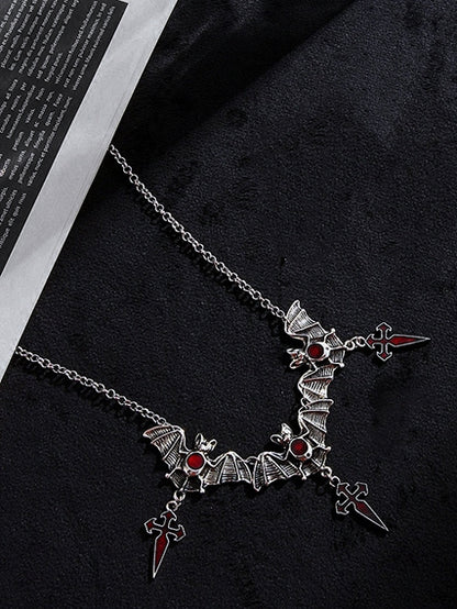Crosses Pendant Gothic Vampire Bats Necklace
