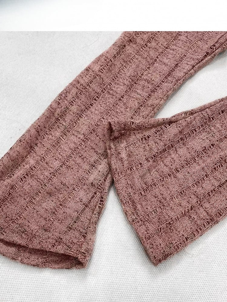 Reddish Brown Millard Fashion Letter Print Striped Pattern Asymmetrical Hem Top + Scarf