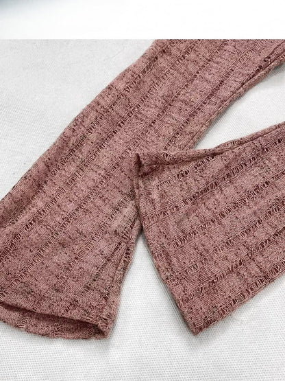 Reddish Brown Millard Fashion Letter Print Striped Pattern Asymmetrical Hem Top + Scarf