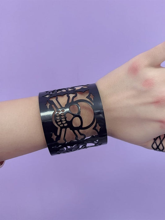 Silver/Black Y2K Punk Skull Hollowed-out Bracelet
