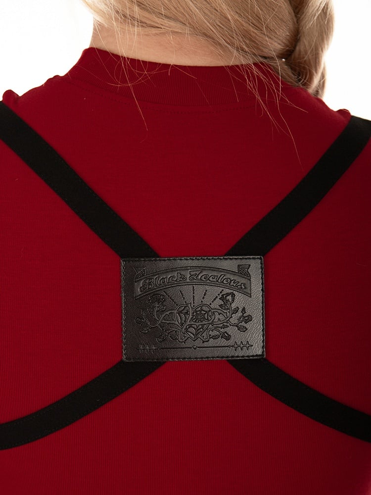 Resident Evil Ada Wong Vibes Red & Black Buckle Strap Dress Waist Belt and Harness All-in-one with Garter