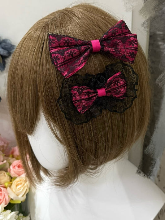 2 Options Black&Pink Bowknot Hairclip
