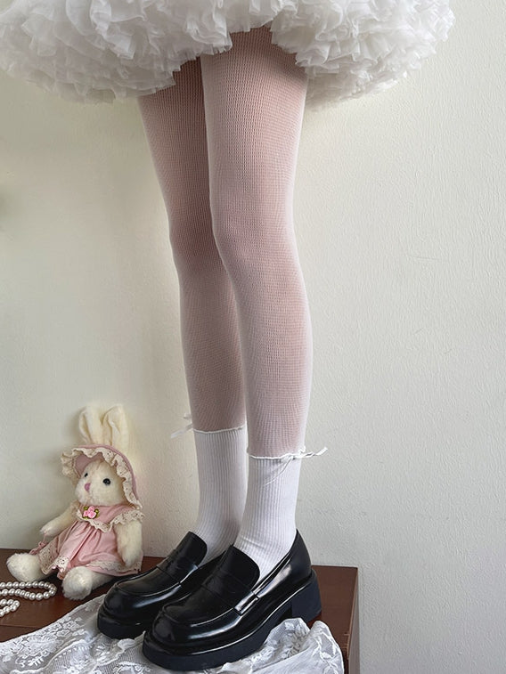 White Bowknot Decorated Lolita Tights