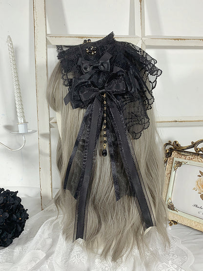Black/Black and Blue Gothic Elegant Hairband Bead Details